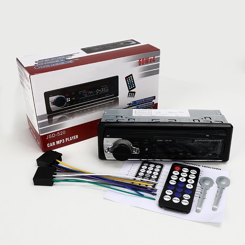Car Radio miniJSD520 12V Bluetooth Car Stereo In-dash 1 Din FM Aux