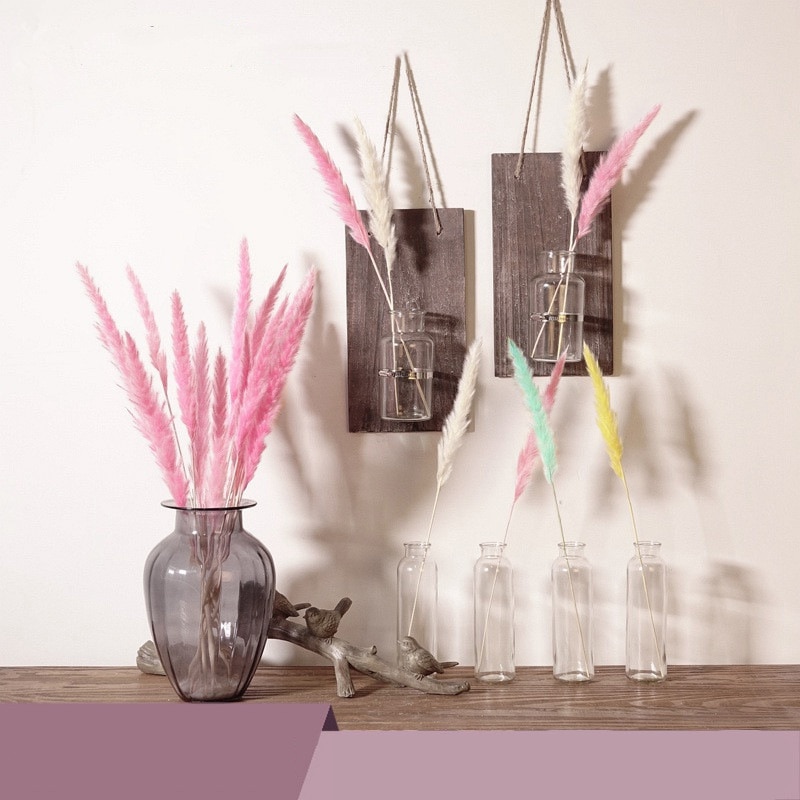 DORATA Bulrush Natural Dried Flowers Artificial Plants Cухоцветы Pampas Grass Phragmites Home Decoration Fake Flower Wedding Colorful 10pcs Pink 15991024 